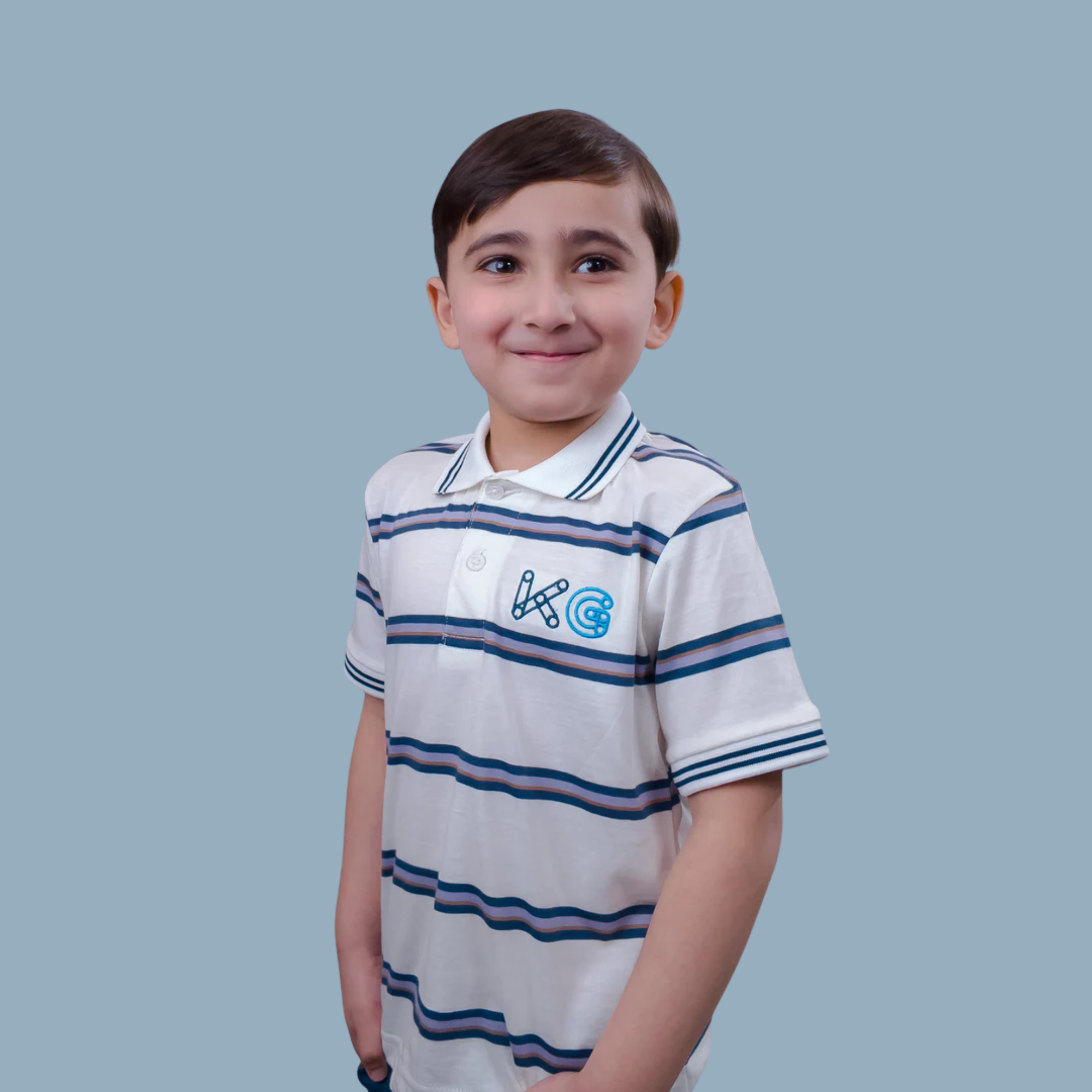 White Striped Polo Shirt | (Ages 2-14)